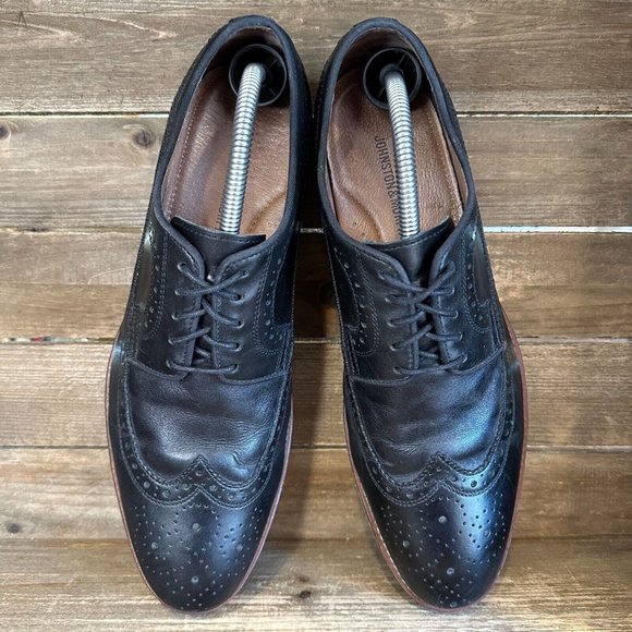 Mens Johnston & Murphy Black Leather Wingtip‎ Brogue Lace Up Oxfords Size 10 M main image 5